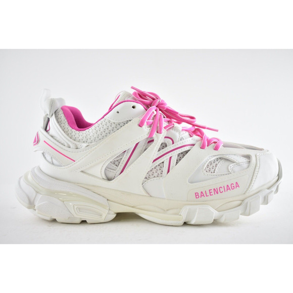 Balenciaga Track Sneaker Pink White Lace Up Tie Low Top Platform Flat Trainer 40 - Picture 2 of 12